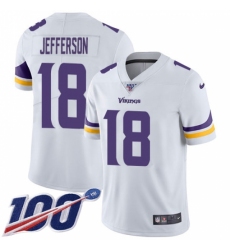 Men's Minnesota Vikings #18 Justin Jefferson White Stitched NFL 100th Season Vapor Untouchable Limited Jersey