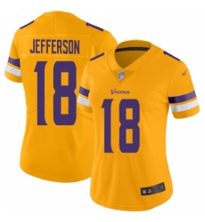 Women's Minnesota Vikings #18 Justin Jefferson Gold Stitched NFL Limited Inverted Legend Jersey