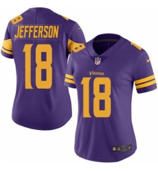 Women's Minnesota Vikings #18 Justin Jefferson Purple Stitched NFL Limited Rush Jersey