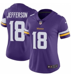 Women's Minnesota Vikings #18 Justin Jefferson Purple Team Color Stitched NFL Vapor Untouchable Limited Jersey