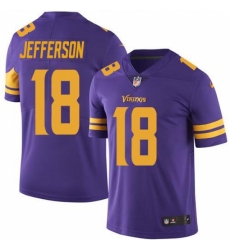 Youth Minnesota Vikings #18 Justin Jefferson Purple Stitched NFL Limited Rush Jersey