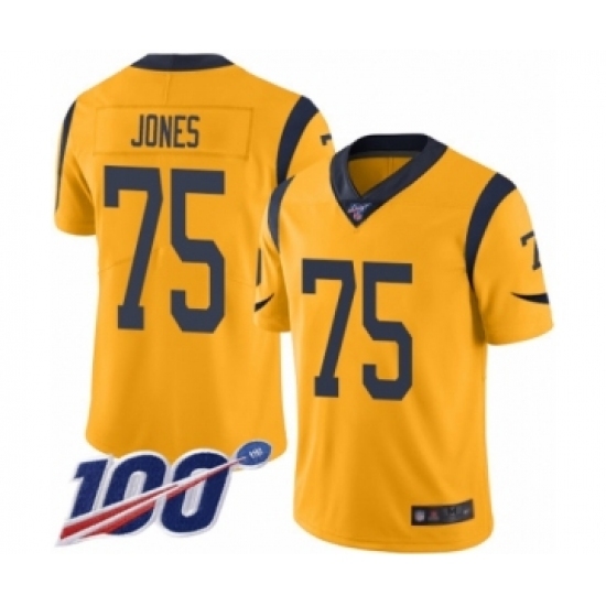 Men's Los Angeles Rams #75 Deacon Jones Limited Gold Rush Vapor Untouchable 100th Season Football Jersey Men's Los Angeles Rams #75 Deacon Jones Limited Gold Rush Vapor Untouchable 100th Season Football Jersey