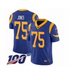 Men's Los Angeles Rams #75 Deacon Jones Royal Blue Alternate Vapor Untouchable Limited Player 100th Season Football Jersey Men's Los Angeles Rams #75 Deacon Jones Royal Blue Alternate Vapor Untouchable Limited Player 100th Season Football Jersey