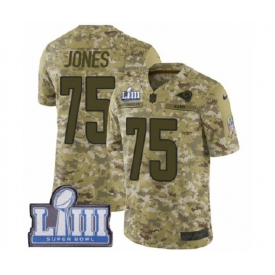 Men's Nike Los Angeles Rams #75 Deacon Jones Limited Camo 2018 Salute to Service Super Bowl LIII Bound NFL Jersey Men's Nike Los Angeles Rams #75 Deacon Jones Limited Camo 2018 Salute to Service Super Bowl LIII Bound NFL Jersey