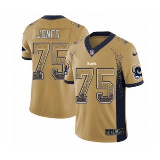 Men's Nike Los Angeles Rams #75 Deacon Jones Limited Gold Rush Drift Fashion NFL Jersey Men's Nike Los Angeles Rams #75 Deacon Jones Limited Gold Rush Drift Fashion NFL Jersey