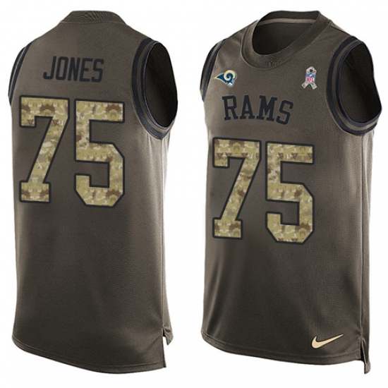 Men's Nike Los Angeles Rams #75 Deacon Jones Limited Green Salute to Service Tank Top NFL Jersey Men's Nike Los Angeles Rams #75 Deacon Jones Limited Green Salute to Service Tank Top NFL Jersey