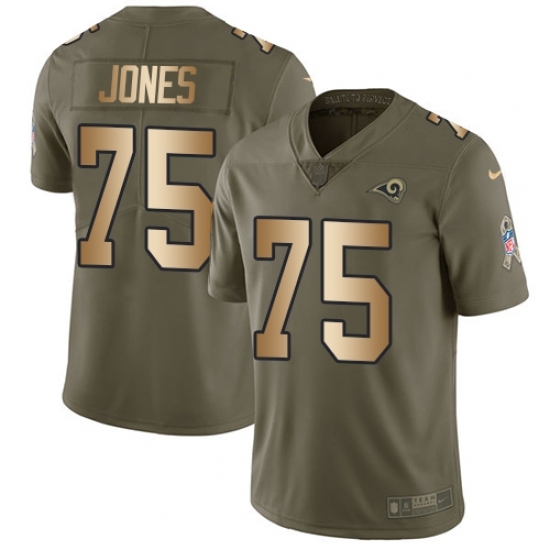 Men's Nike Los Angeles Rams #75 Deacon Jones Limited Olive/Gold 2017 Salute to Service NFL Jersey Men's Nike Los Angeles Rams #75 Deacon Jones Limited Olive/Gold 2017 Salute to Service NFL Jersey