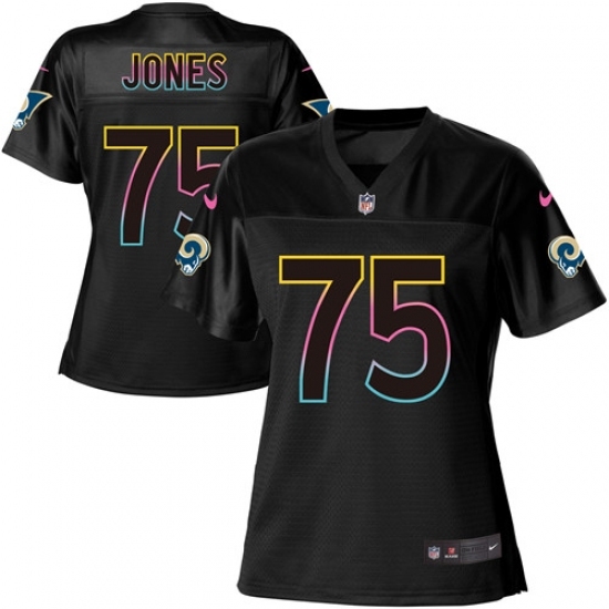 Women's Nike Los Angeles Rams #75 Deacon Jones Game Black Fashion NFL Jersey Women's Nike Los Angeles Rams #75 Deacon Jones Game Black Fashion NFL Jersey