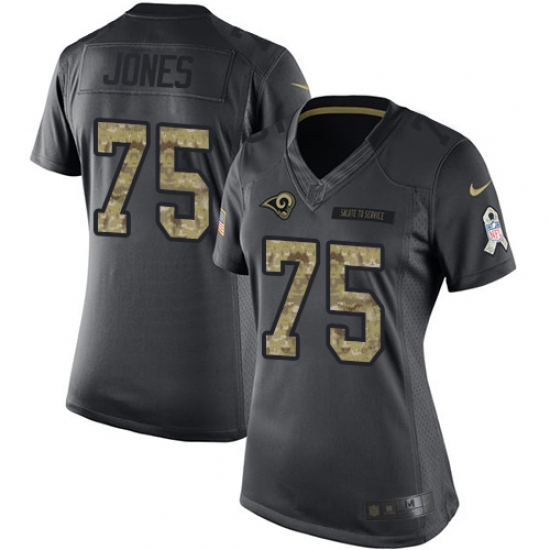 Women's Nike Los Angeles Rams #75 Deacon Jones Limited Black 2016 Salute to Service NFL Jersey Women's Nike Los Angeles Rams #75 Deacon Jones Limited Black 2016 Salute to Service NFL Jersey