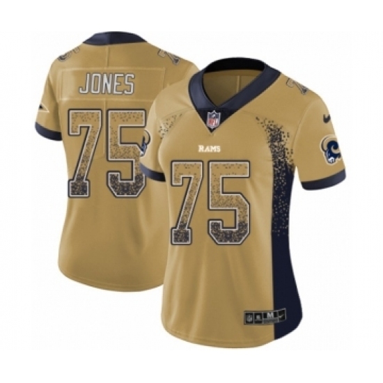 Women's Nike Los Angeles Rams #75 Deacon Jones Limited Gold Rush Drift Fashion NFL Jersey Women's Nike Los Angeles Rams #75 Deacon Jones Limited Gold Rush Drift Fashion NFL Jersey