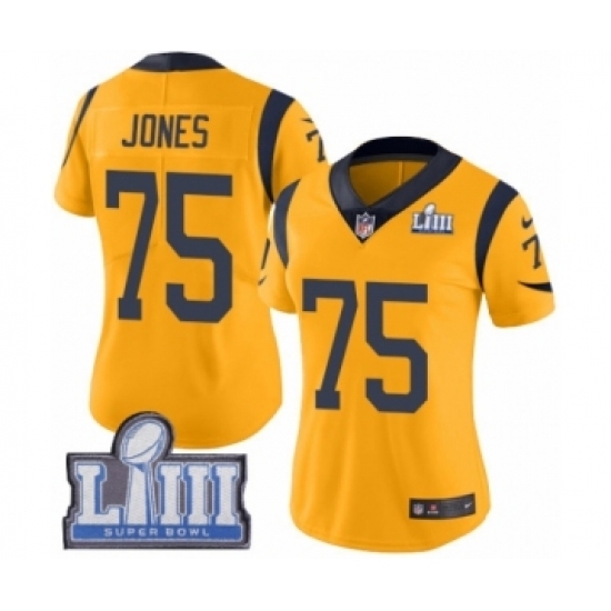 Women's Nike Los Angeles Rams #75 Deacon Jones Limited Gold Rush Vapor Untouchable Super Bowl LIII Bound NFL Jersey Women's Nike Los Angeles Rams #75 Deacon Jones Limited Gold Rush Vapor Untouchable Super Bowl LIII Bound NFL Jersey