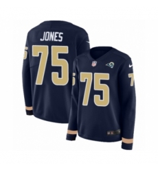 Women's Nike Los Angeles Rams #75 Deacon Jones Limited Navy Blue Therma Long Sleeve NFL Jersey Women's Nike Los Angeles Rams #75 Deacon Jones Limited Navy Blue Therma Long Sleeve NFL Jersey