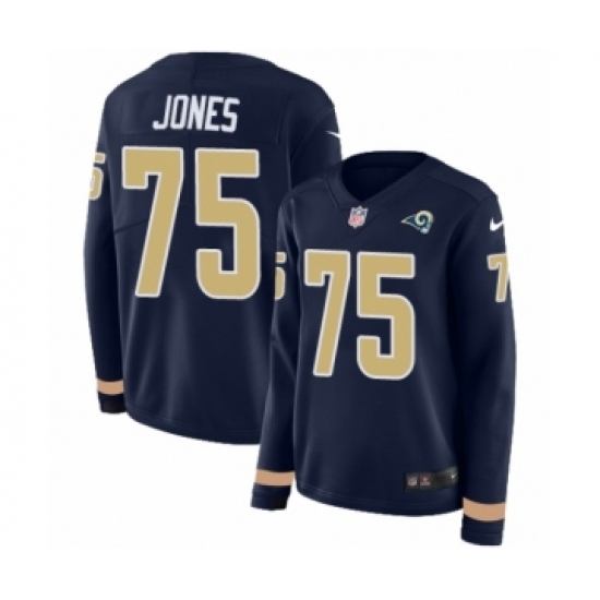 Women's Nike Los Angeles Rams #75 Deacon Jones Limited Navy Blue Therma Long Sleeve NFL Jersey Women's Nike Los Angeles Rams #75 Deacon Jones Limited Navy Blue Therma Long Sleeve NFL Jersey