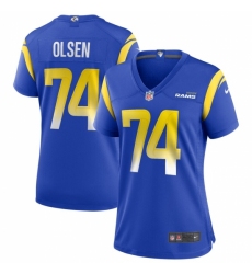 Women's Los Angeles Rams #74 Merlin Olsen Nike Royal Game Retired Player Jersey