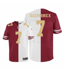 Men's Nike San Francisco 49ers #7 Colin Kaepernick Elite Red/White Split Fashion Gold Number NFL Jersey Men's Nike San Francisco 49ers #7 Colin Kaepernick Elite Red/White Split Fashion Gold Number NFL Jersey