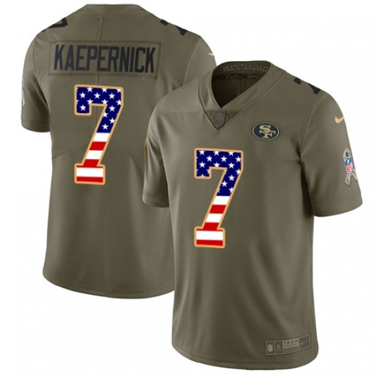 Men's Nike San Francisco 49ers #7 Colin Kaepernick Limited Olive/USA Flag 2017 Salute to Service NFL Jersey Men's Nike San Francisco 49ers #7 Colin Kaepernick Limited Olive/USA Flag 2017 Salute to Service NFL Jersey