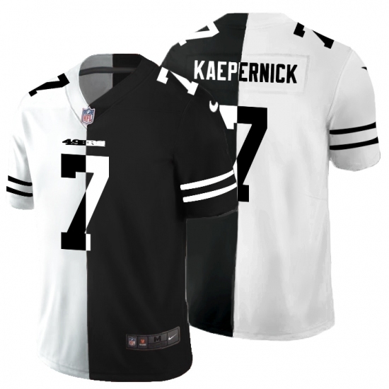 Men's San Francisco 49ers #7 Colin Kaepernick Black White Limited Split Fashion Football Jersey Men's San Francisco 49ers #7 Colin Kaepernick Black White Limited Split Fashion Football Jersey