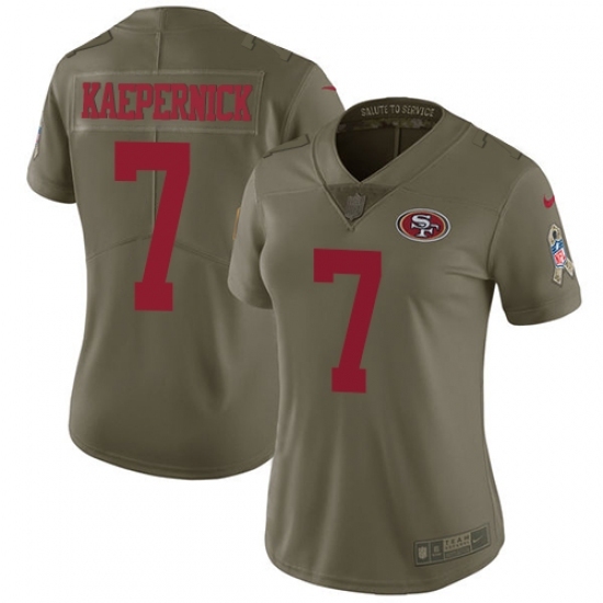 Women's Nike San Francisco 49ers #7 Colin Kaepernick Limited Olive 2017 Salute to Service NFL Jersey Women's Nike San Francisco 49ers #7 Colin Kaepernick Limited Olive 2017 Salute to Service NFL Jersey