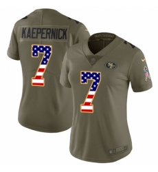 Women's Nike San Francisco 49ers #7 Colin Kaepernick Limited Olive/USA Flag 2017 Salute to Service NFL Jersey Women's Nike San Francisco 49ers #7 Colin Kaepernick Limited Olive/USA Flag 2017 Salute to Service NFL Jersey