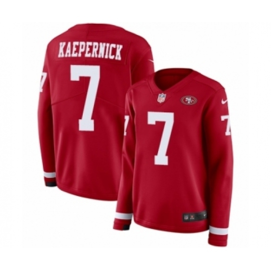 Women's Nike San Francisco 49ers #7 Colin Kaepernick Limited Red Therma Long Sleeve NFL Jersey Women's Nike San Francisco 49ers #7 Colin Kaepernick Limited Red Therma Long Sleeve NFL Jersey