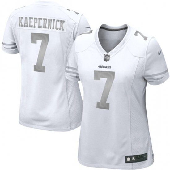 Women's Nike San Francisco 49ers #7 Colin Kaepernick Limited White Platinum NFL Jersey Women's Nike San Francisco 49ers #7 Colin Kaepernick Limited White Platinum NFL Jersey