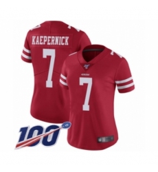 Women's San Francisco 49ers #7 Colin Kaepernick Red Team Color Vapor Untouchable Limited Player 100th Season Football Jersey Women's San Francisco 49ers #7 Colin Kaepernick Red Team Color Vapor Untouchable Limited Player 100th Season Football Jersey