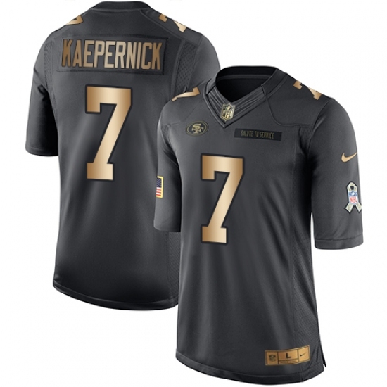 Youth Nike San Francisco 49ers #7 Colin Kaepernick Limited Black/Gold Salute to Service NFL Jersey Youth Nike San Francisco 49ers #7 Colin Kaepernick Limited Black/Gold Salute to Service NFL Jersey