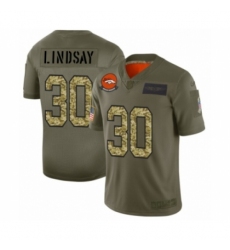 Men's Denver Broncos #30 Phillip Lindsay 2019 Olive Camo Salute to Service Limited Jersey