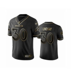 Men's Denver Broncos #30 Phillip Lindsay Black Golden Edition Limited Football Jersey