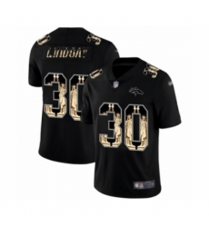 Men's Denver Broncos #30 Phillip Lindsay Black Statue of Liberty Limited Football Jersey