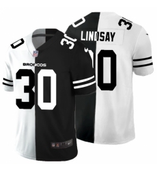 Men's Denver Broncos #30 Phillip Lindsay Black White Limited Split Fashion Football Jersey