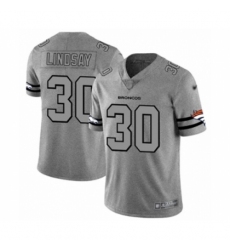 Men's Denver Broncos #30 Phillip Lindsay Gray Team Logo Gridiron Limited Football Jersey