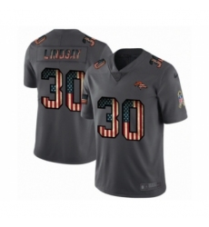 Men's Denver Broncos #30 Phillip Lindsay Limited Black USA Flag 2019 Salute To Service Football Jersey