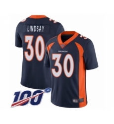 Men's Denver Broncos #30 Phillip Lindsay Navy Blue Alternate Vapor Untouchable Limited Player 100th Season Football Jersey