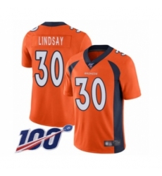 Men's Denver Broncos #30 Phillip Lindsay Orange Team Color Vapor Untouchable Limited Player 100th Season Football Jersey