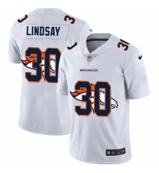 Men's Denver Broncos #30 Phillip Lindsay White Nike White Shadow Edition Limited Jersey