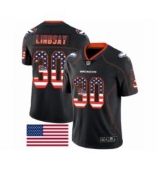 Men's Nike Denver Broncos #30 Phillip Lindsay Limited Black Rush USA Flag NFL Jersey