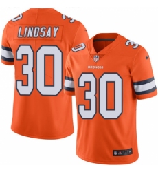 Men's Nike Denver Broncos #30 Phillip Lindsay Limited Orange Rush Vapor Untouchable NFL Jersey