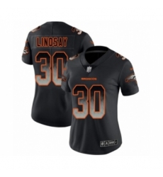 Women's Denver Broncos #30 Phillip Lindsay Black Smoke Fashion Limited Football Jersey