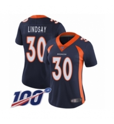 Women's Nike Denver Broncos #30 Phillip Lindsay Navy Blue Alternate Vapor Untouchable Limited Player 100th Season NFL Jersey