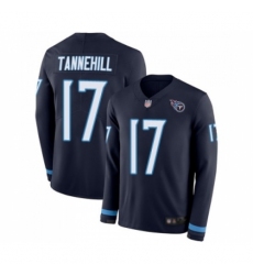 Men's Tennessee Titans #17 Ryan Tannehill Limited Navy Blue Therma Long Sleeve Football Jersey