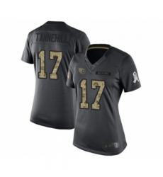 Women's Tennessee Titans #17 Ryan Tannehill Limited Black 2016 Salute to Service Football Jersey