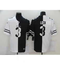 Men's Denver Broncos #3 Drew Lock Black White Limited Split Fashion Football Jersey Men's Denver Broncos #3 Drew Lock Black White Limited Split Fashion Football Jersey