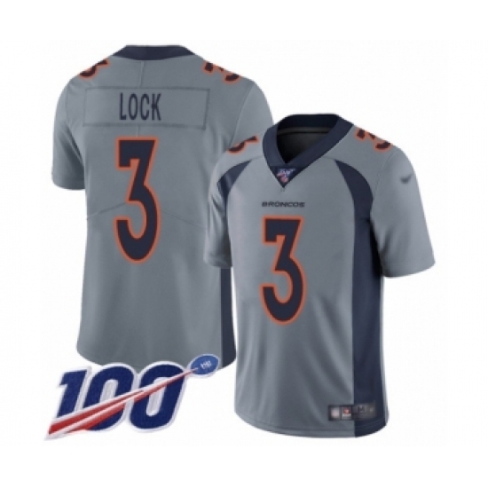 Men's Denver Broncos #3 Drew Lock Limited Silver Inverted Legend 100th Season Football Jersey Men's Denver Broncos #3 Drew Lock Limited Silver Inverted Legend 100th Season Football Jersey