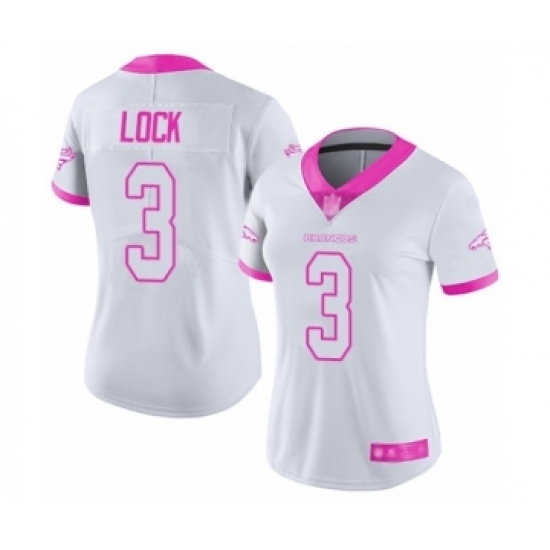 Women's Denver Broncos #3 Drew Lock Limited White Pink Rush Fashion Football Jersey Women's Denver Broncos #3 Drew Lock Limited White Pink Rush Fashion Football Jersey