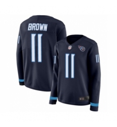 Women's Tennessee Titans #11 A.J. Brown Limited Navy Blue Therma Long Sleeve Football Jersey