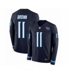 Youth Tennessee Titans #11 A.J. Brown Limited Navy Blue Therma Long Sleeve Football Jersey