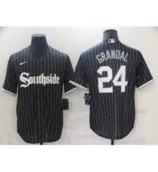 Men's Nike White Sox Southside #24 Yasmani Grandal Black City Connect Jersey