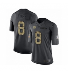 Men's New York Giants #8 Daniel Jones Limited Black 2016 Salute to Service Football Jersey