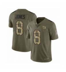 Men's New York Giants #8 Daniel Jones Limited Olive Camo 2017 Salute to Service Football Jersey